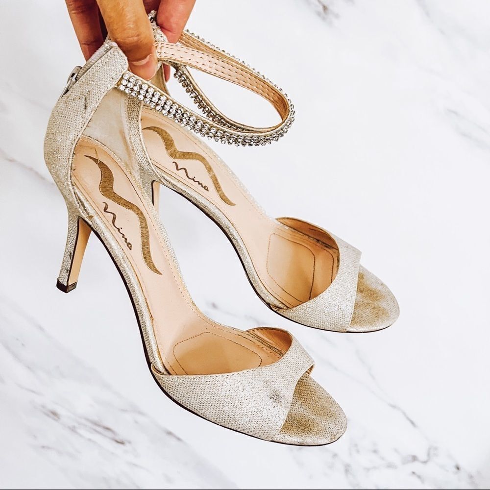 Nina jeweled Ankle Strap Heeled Sandals Size 7M - Picture 1 of 7